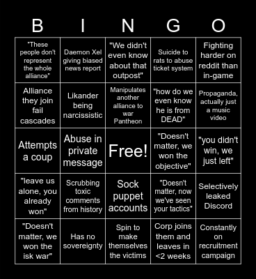 DEAD bingo Card