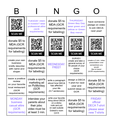 DECA BINGO Card
