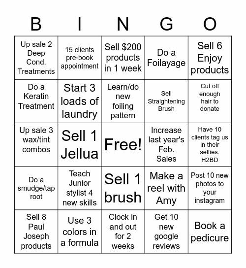 Salon Bingo- Master Stylist Bingo Card