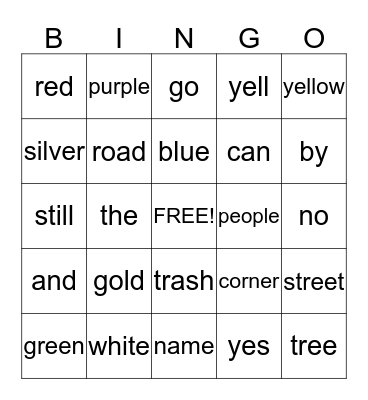 Elements Bingo Card