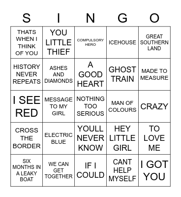 608 ICEHOUSE VS 1927 VS FERGAL SHARKEY VS SPLIT ENDZ Bingo Card