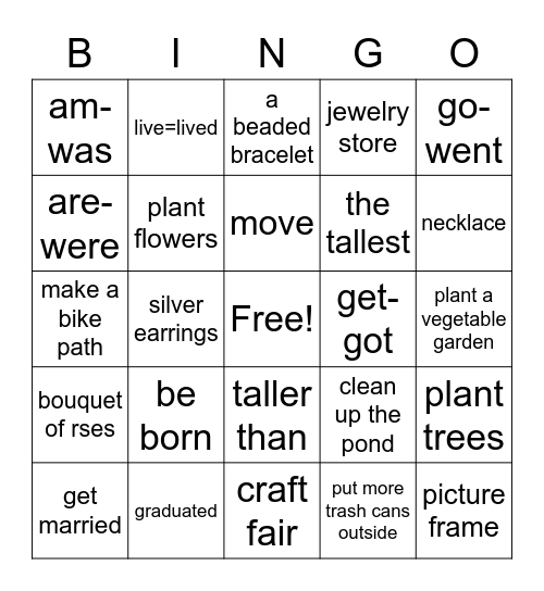 unit 2 Bingo Card