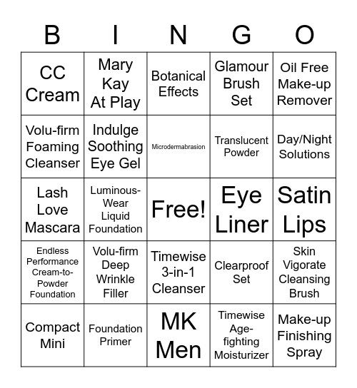 MARY KAY SKIN-TASTIC Bingo Card