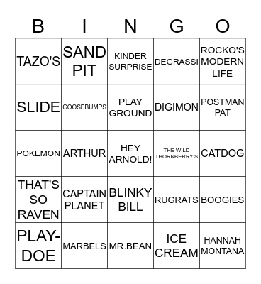 CHILDHOOD MEMORIES Bingo Card