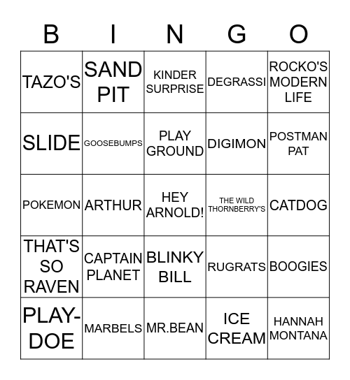 CHILDHOOD MEMORIES Bingo Card