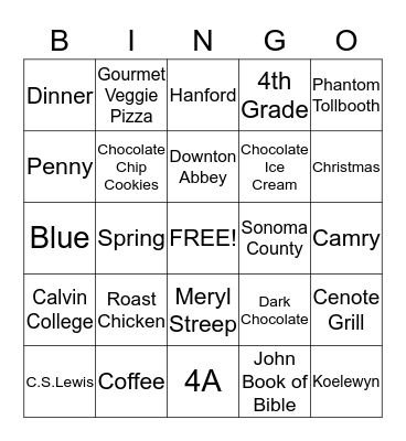 Mr. K Birthday BINGO Card