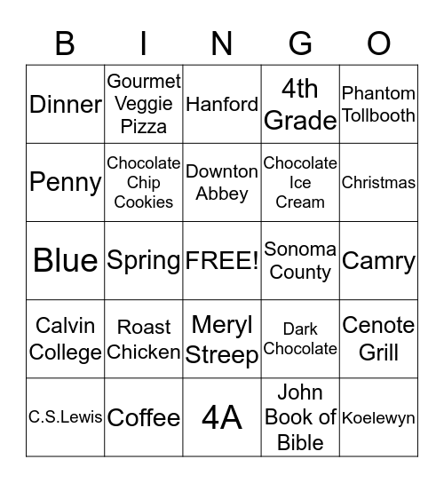 Mr. K Birthday BINGO Card