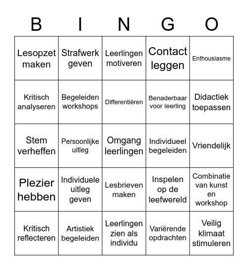 De "ik kan het al!" bingo Card