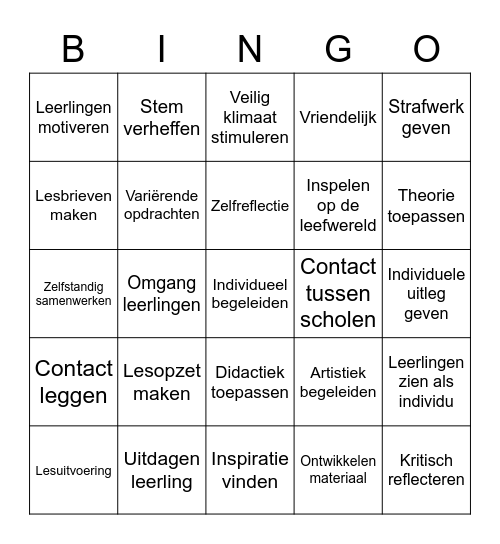 De "ik kan het al!" bingo Card