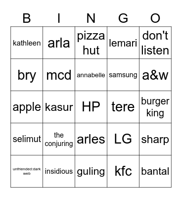 boardnya brynada Bingo Card