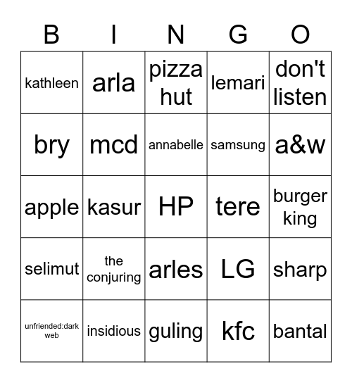 boardnya brynada Bingo Card