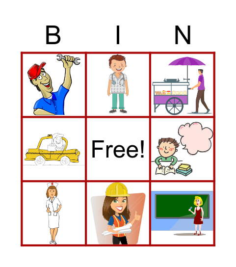 nazwy zawodów Bingo Card