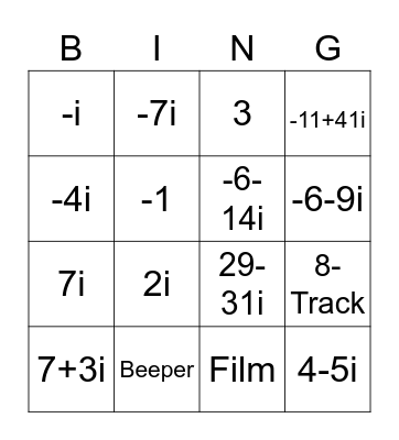 Algebra 2 Bingo Card