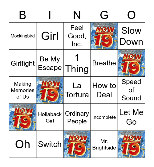 Now 19 Bingo Card