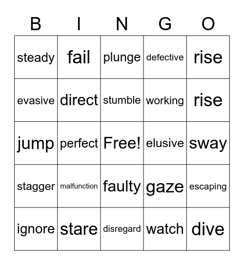 Vocabulary 2/1-2/5 Bingo Card