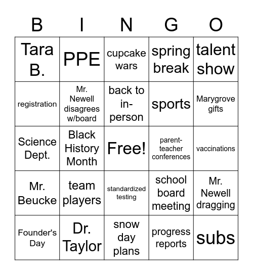 Meeting Bingo Card