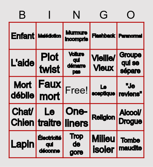 Bingo Horreur °-° Bingo Card