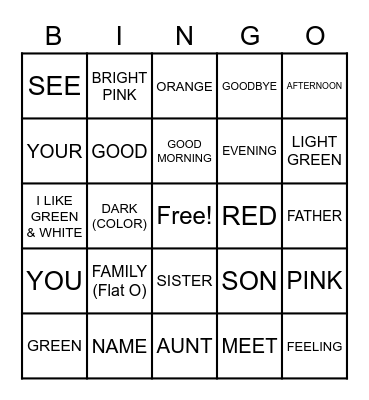 ASLdeafined.com (Meet & Greet / Colors / Family) Bingo Card