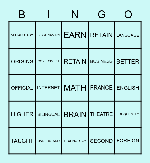 Why Learn French? Bingo Card
