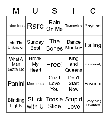 Music Bingo Card