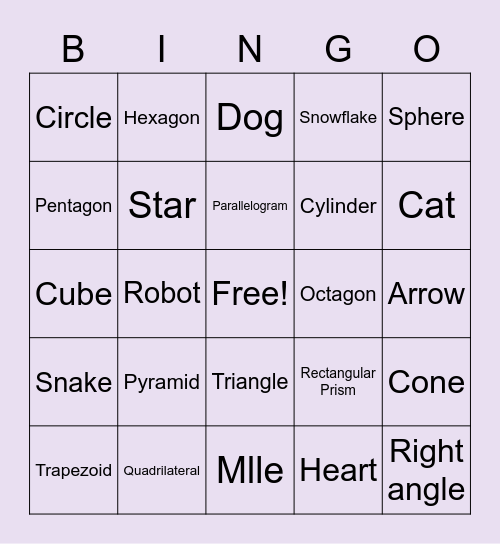 Shape Bingo! Bingo Card