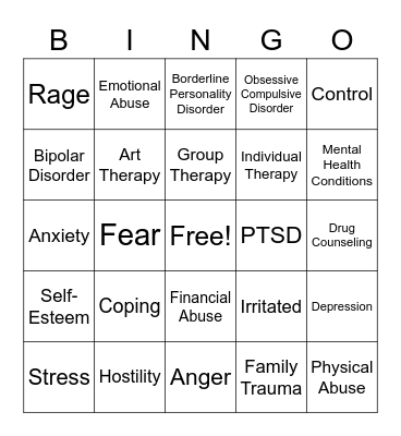 Trauma Bingo Card