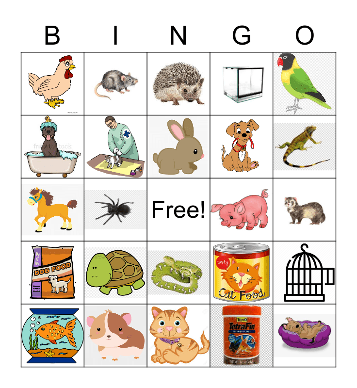 Pet Bingo Card