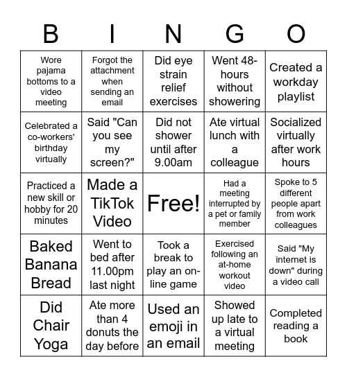 Remote Work Bingo PD 020421 Bingo Card