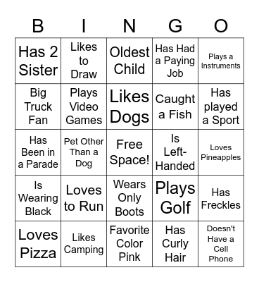 Getting to Know Bingo Card