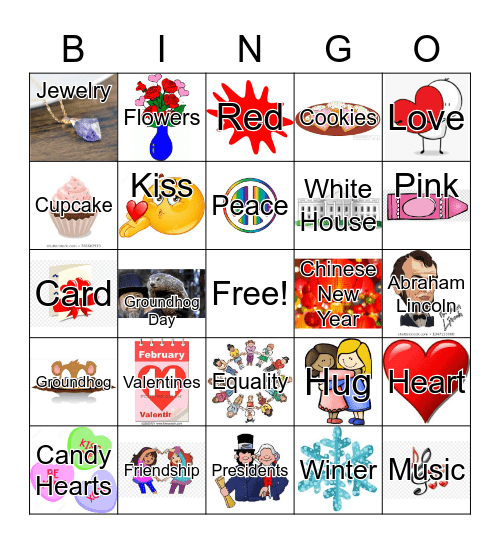 February Holidays Bingo Card