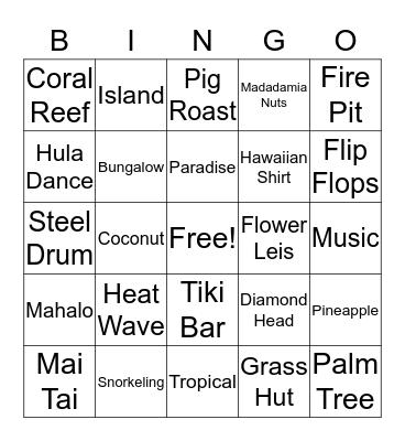 ALOHA PARTY BINGO Card