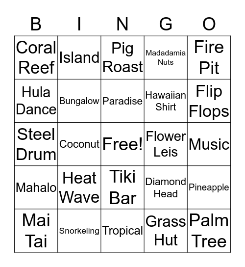 ALOHA PARTY BINGO Card