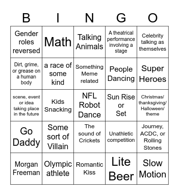 SUPER BOWL #Eleventyseven Bingo Card