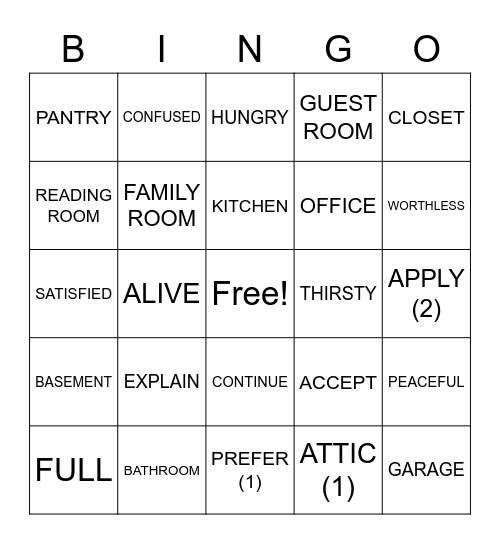 ASLdeafined.com (Rooms in a house / Feelings / Verb-4) Bingo Card