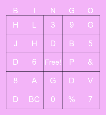 BINGO TEST Bingo Card