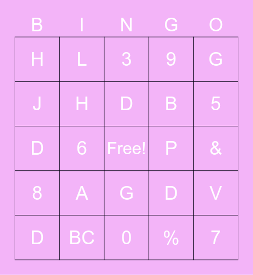 BINGO TEST Bingo Card