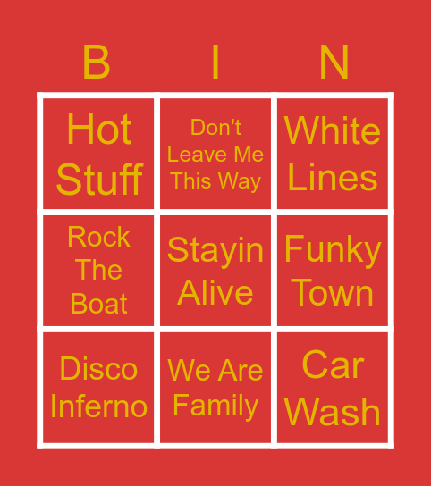 DISCO BINGO Card