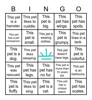 PETS! Bingo Card