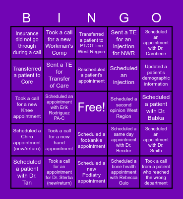 Orthopaedics Bingo Card