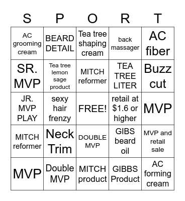 SportClips BINGO Card