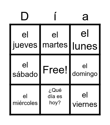 Los días Bingo Card
