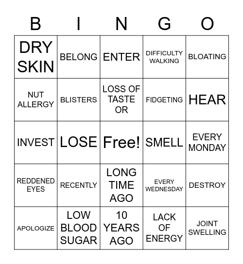 ASLdeafined Symptoms Of Illness 2 Verb 7 Time 3 Bingo Card