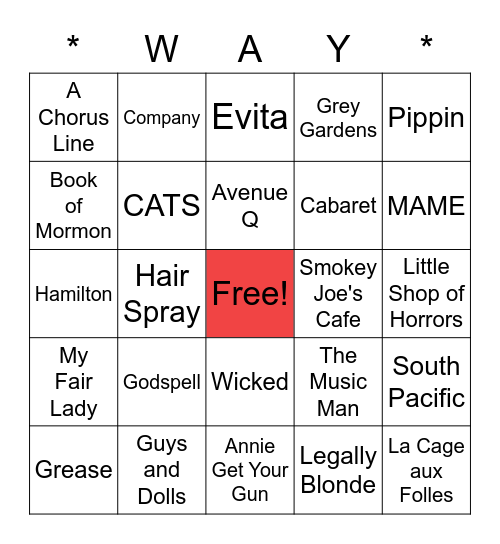 The Great White Bingo Card