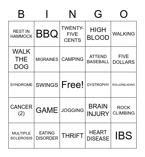 ASLdeafined.com (Outdoor activities / Illness / Money variety) Bingo Card
