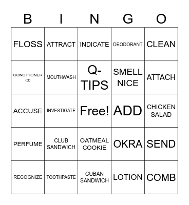 ASLdeafined.com (Personal hygiene / Verb-8 / Food-4) Bingo Card