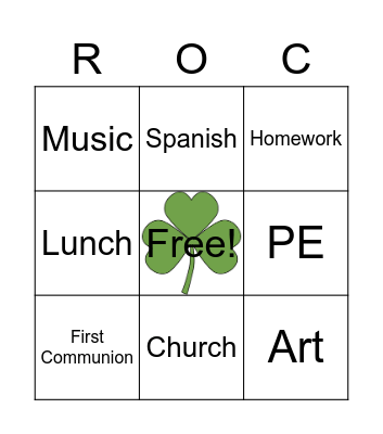 SHAMROCK BINGO Card