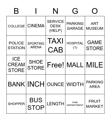ASLdeafined.com (Downtown / The mall / Measurements) Bingo Card