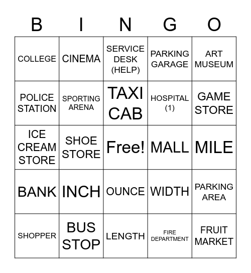 ASLdeafined.com (Downtown / The mall / Measurements) Bingo Card
