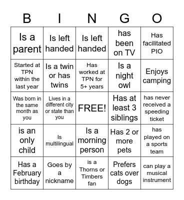 Find someone who... Bingo Card