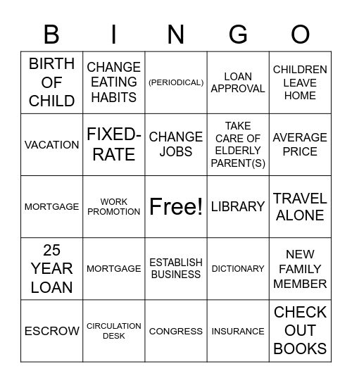 ASLdeafined.com (Life events / Money-2 / The library) Bingo Card